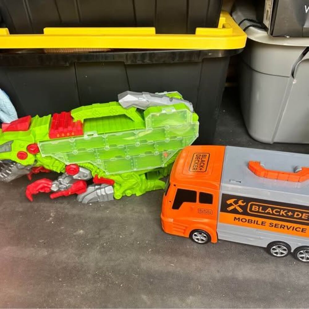 Black Decker Mobile Service Garage & Animated Dinosaur Car Storage Container